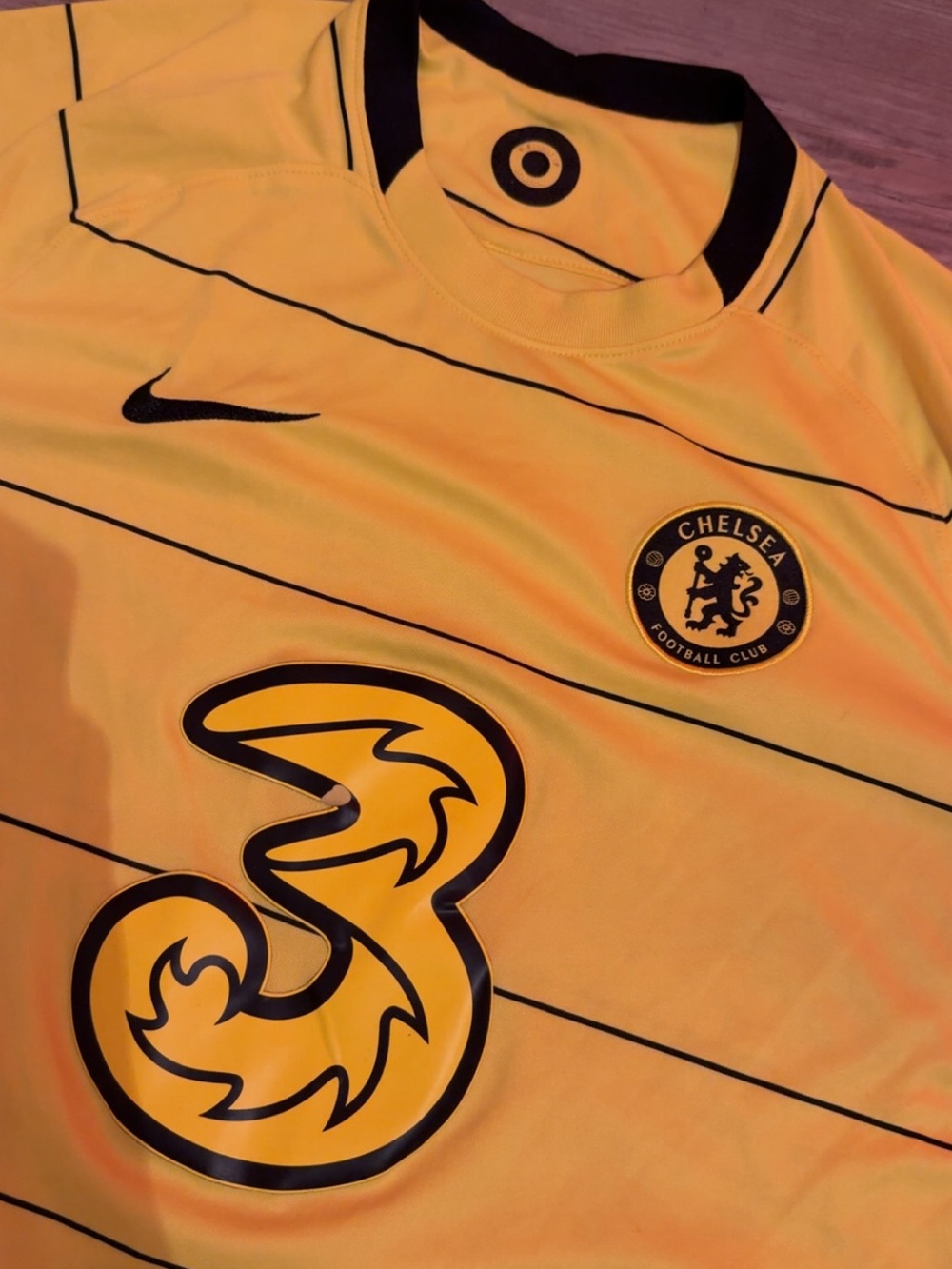 Nike Men’s Yellow Chelsea Football Jersey with Black Accents